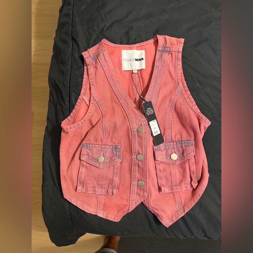Fashion Nova Coral Denim Vest